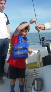 Ryder with a nice whiting! The whiting just starting to run!