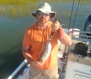 Will Copeland with a seatrout! Will and Bill with a nice bite!