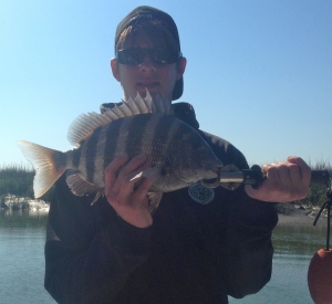 Garrett McGee and his Dad catching some sheepshead!
