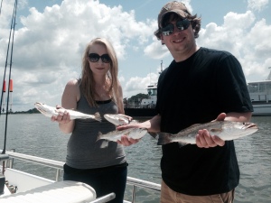 Alyssa and Chris Wolfe enjoying some seatrout fishing!