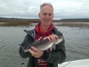 Peter Mankowski & his son Peter catching some seatrout and reds on the edge of a cold front.