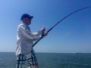 Mark Amberg celebrating a birthday fighting a big tarpon!