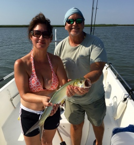 Marissa Amberg and Capt. Jack with a ladyfish