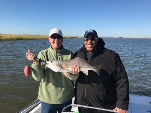 Kevin Malchoff & son in law Chris with a nice red. Kevin & Chris were on nice bite of sea trout & redfish.