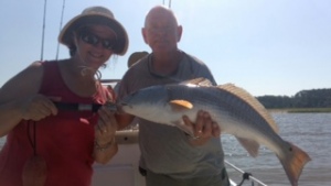 Jackie Jones with a large red! Jackie did a good job fighting this big boy!