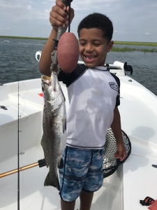 Cooper Glinski with a large sea trout! Cooper caught this one by himself!