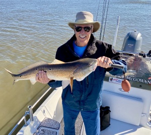 David Roller with a large red.  This fish was caught on a pinfish.