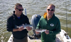 Josh & Russ doubling up on a red & sea trout on a beautiful November day!