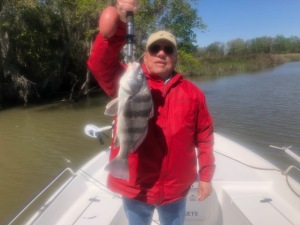 Leo Heitzman catching some black drum.