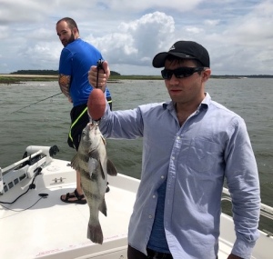 Nathan Eckles with a nice black drum. Nathan & Jimmy catch and released a lot small black drum.