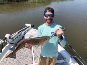 Dan Powers with a nice red.  Beautiful day only a few reds biting.  Daniel with a nice one!