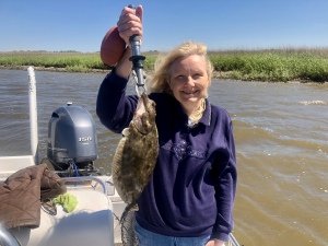 Cathy McGowan catching some flounders!